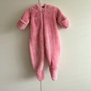 Uniqlo Baby Girl Bear Hoodie One Piece Fleece Zip Bodysuit Size 12M